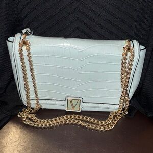 Victoria's Secret White Croc-Embossed Shoulder Bag with Gold Chain